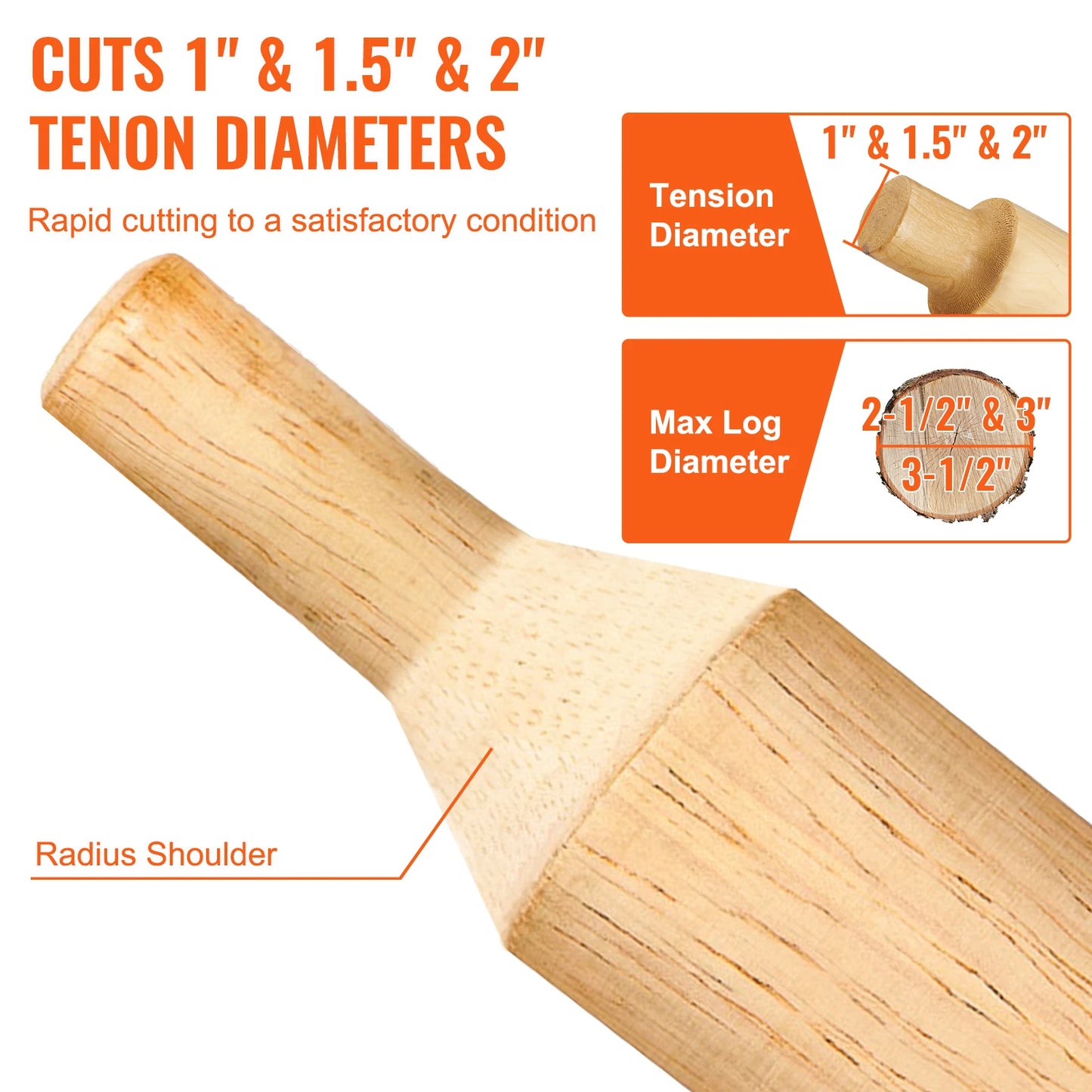 VEVOR 4/6/8Pcs Tenon Cutter Log Furniture Kit 1/1.5/2in Straight/Curved Blades Commercial Woodworking Tool for Corded Drill