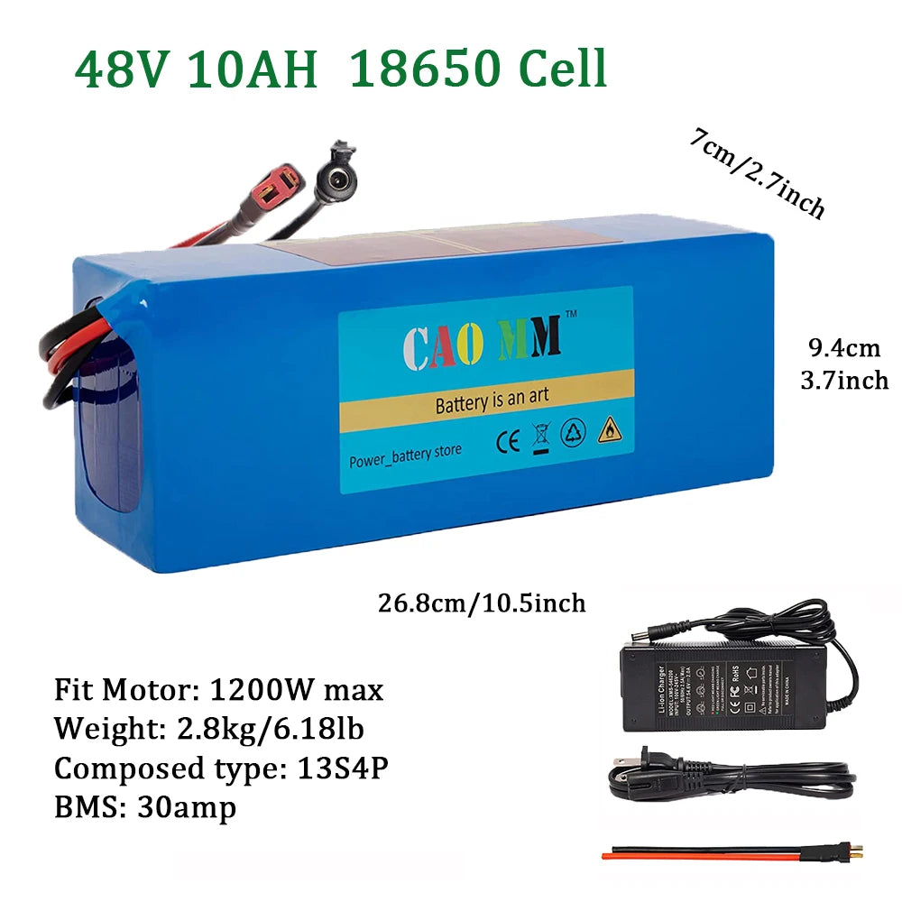36v 48V Battery, 10Ah/ 14AH/ 16AH/ 20AH Ebike Battery for 200-1200W Electric Bike Bicycle, Scooter and Other Motor