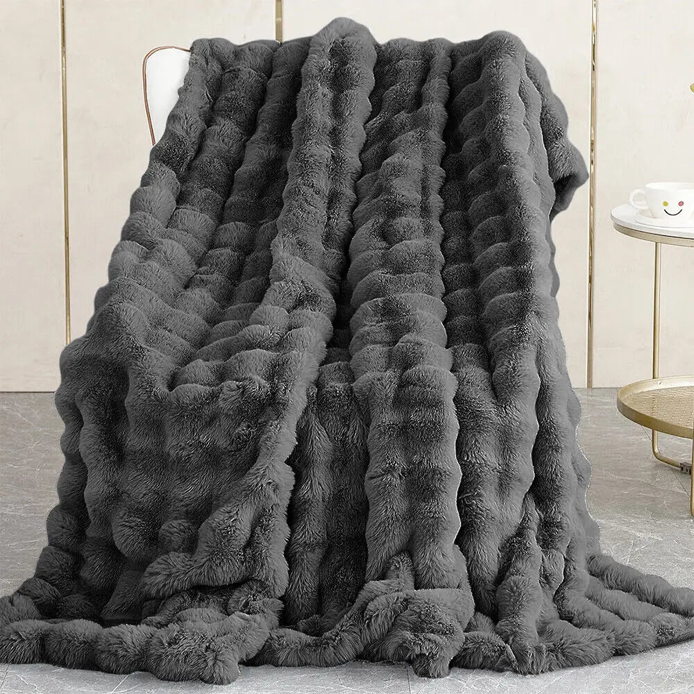 Faux Fur Throw Blanket Luxury Plush Ultra Soft Blanket Fuzzy Home Decor For Sofa