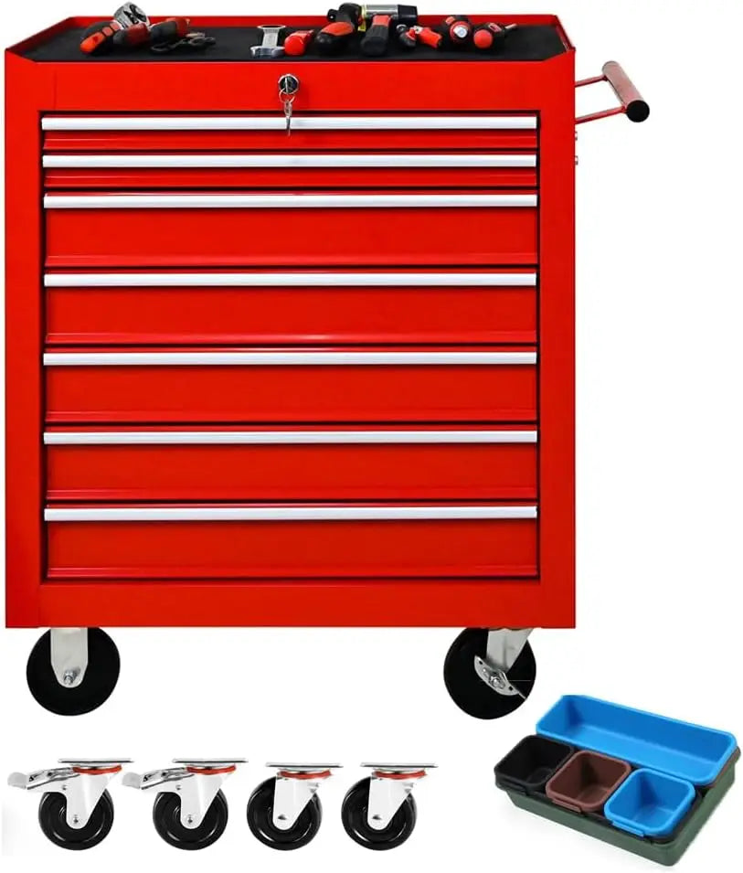Metal Rolling Tool Box With 5 Layer Drawer Tool Box With Wheels Cart Mechanic Tool Storage Cabinet For Garage Workshop Warehouse