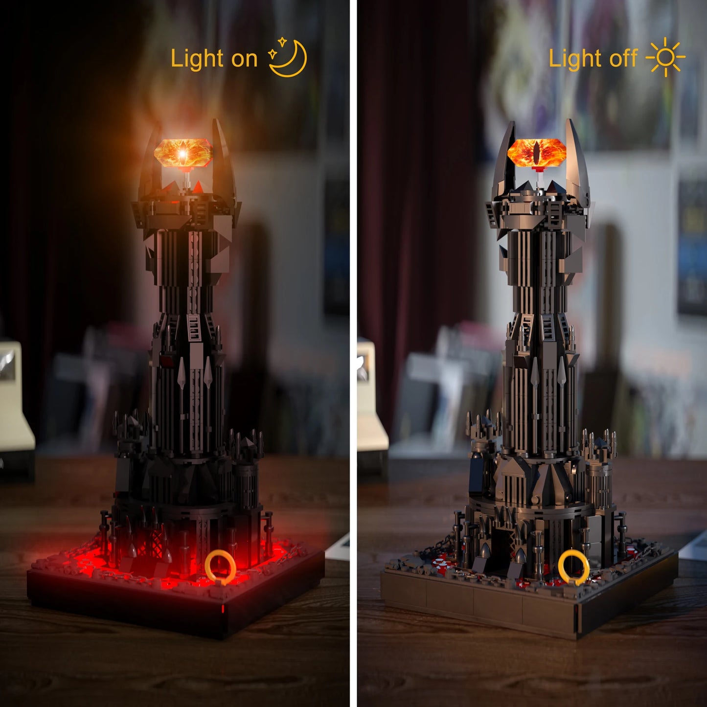 Dark Tower Building Blocks Kit with LED Lords of the Ringing Barade dure Tower Architecture Model Bricks Gifts for Kids Adults