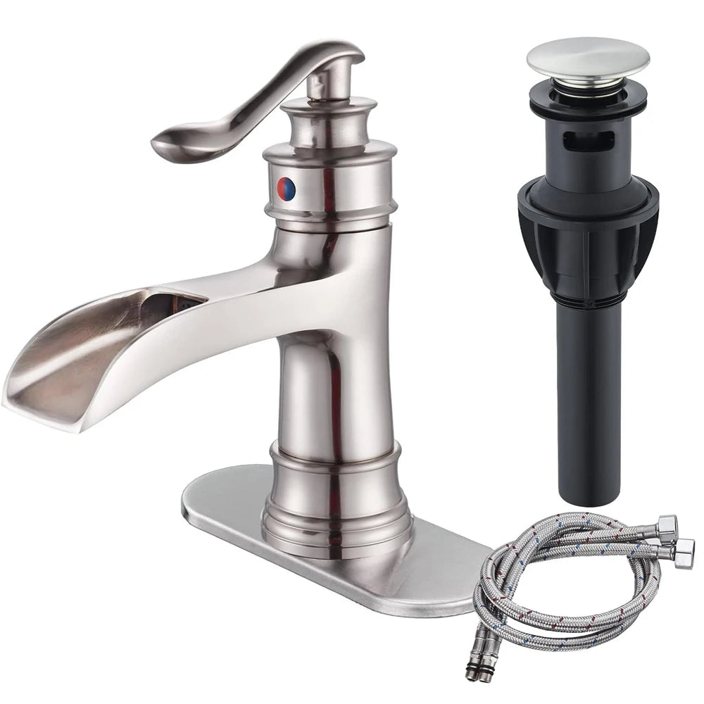 Oil Rubbed Bronze Waterfall Bathroom Faucet Single Handle Lavatory Mixer