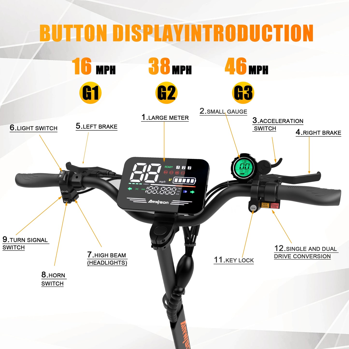 Arwibon 5600W Adult Electric Scooter Dual Motor Top Speed 46MPH,60V27AH, 11-inch Off-Road Tires Sport Folding eScooter with Seat