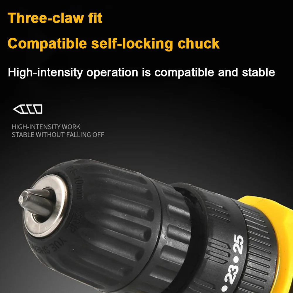 21V Cordless Impact Drill Driver Set Charger Included Electric Screwdriver Tool Kit 3 Variable Speeds 25+1 Torque Settings