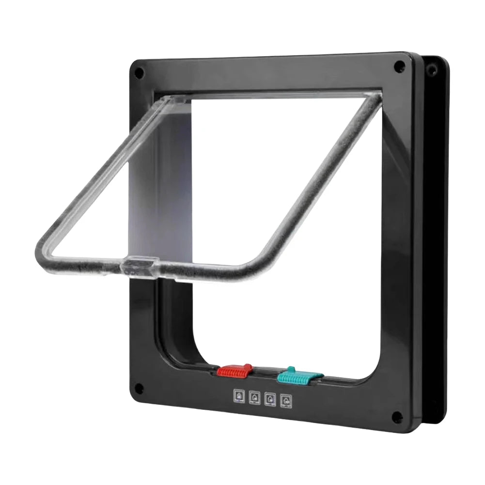 Transparent Thin Cat Door Cat Flap Door with 4 Way Security Lock Puppy Kitten Safety In&out Pet Door Pet Doors and Sliding Door