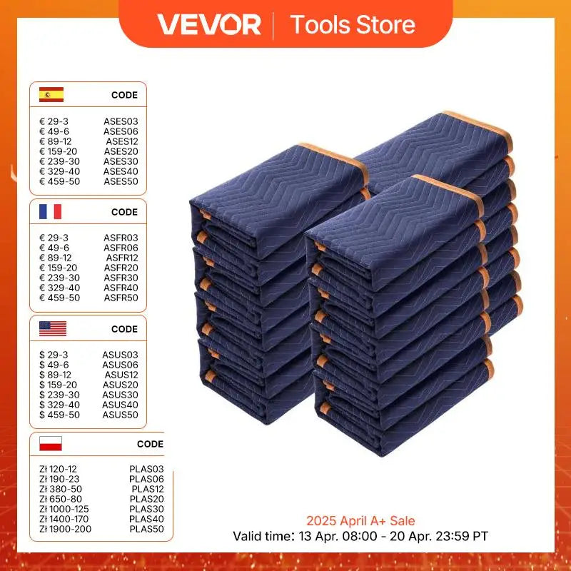 VEVOR 35/65 lbs Moving Blankets 12 Packs 80" x 72" Packing Blanket Heavy Duty Mover Pads for Protecting Furniture Appliances