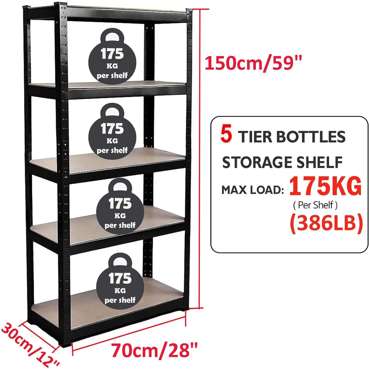 Shelving Units,5 Tier Garage Shelf Unit Metal Shelves Storage Boltless Rack,Workshop Adjustable For Warehouse,Home,Office&Pantry