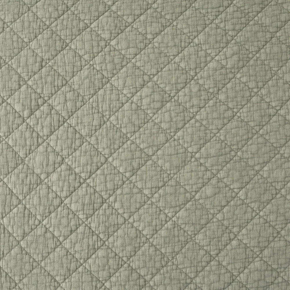 HiEnd Accents Stonewashed Cotton Gauze 3 Piece Quilt Set with Pillow Shams, Super King Size, Celadon Solid Color, Classic