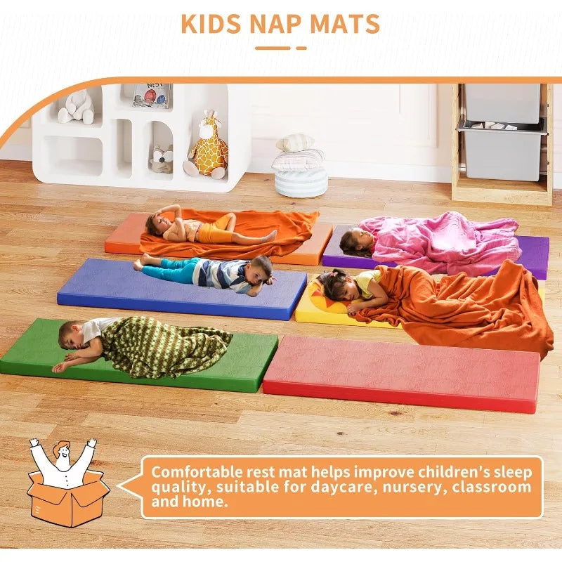 Nap Mats 6 Pcs Toddler Nap Rest Mats for Daycare Preschool Rest Mat 2 Inch Portable Bed Great for Travel and Home Outdoor Games