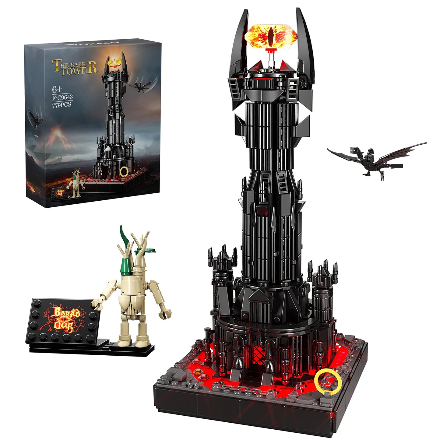 Dark Tower Building Blocks Kit with LED Lords of the Ringing Barade dure Tower Architecture Model Bricks Gifts for Kids Adults