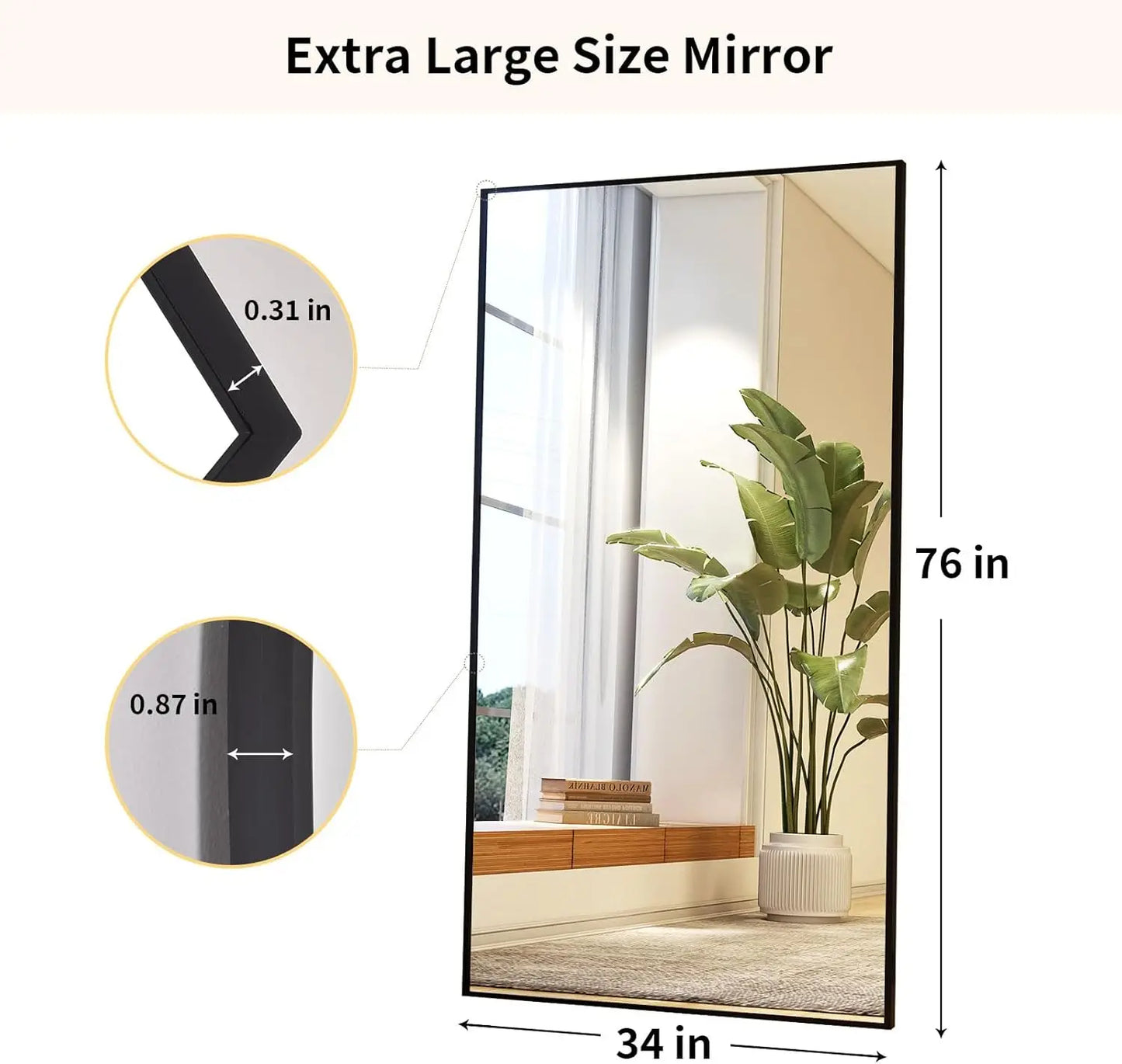Full Length Mirror with Stand 34"x76"