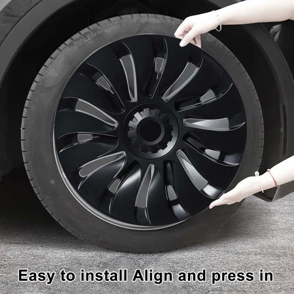 4PCS HubCap Performance Replacement for Tesla Model 3 Wheel Cover 19Inch Automobile Hub Cap Full Rim Cover Accessories