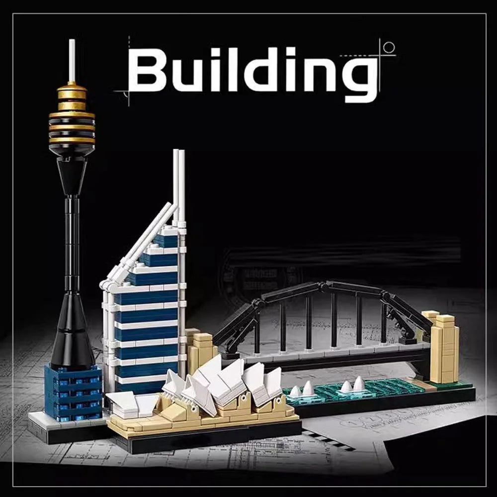 Creative stree View London Sydney Chicago Building Blocks Classic City Model Toys Gift 21033 21032 21034 21038 21047