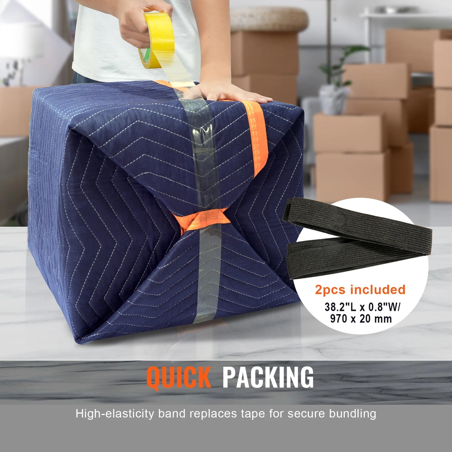 VEVOR 35/65 lbs Moving Blankets 12 Packs 80" x 72" Packing Blanket Heavy Duty Mover Pads for Protecting Furniture Appliances