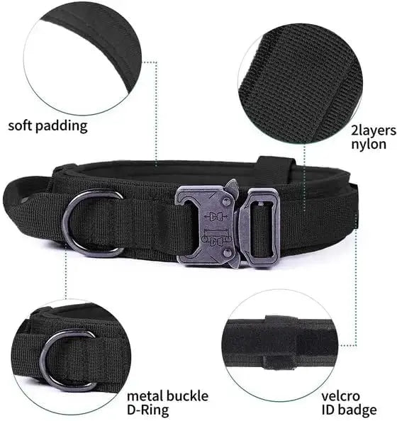 Dog Harness with Handle, Collar, and Leash Set No Pull Dog Harness with Patches- Adjustable Buckles for-Dogs, Escape Proof
