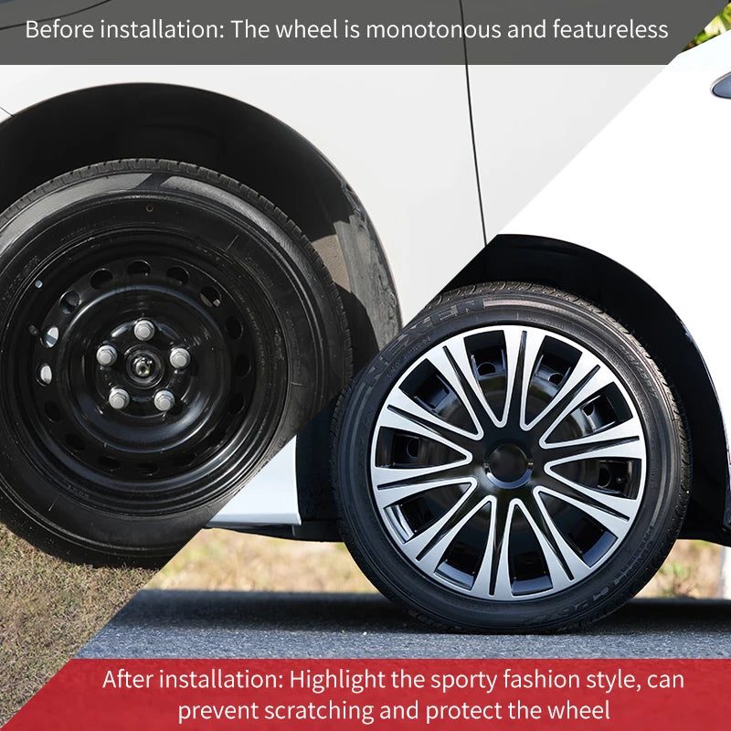 4PCS Hubcaps 17 Inch Full Coverage Sunlight Style Wheel Cover Cap Design for Most Car Iron Automobile Full Rim Cover Accessories