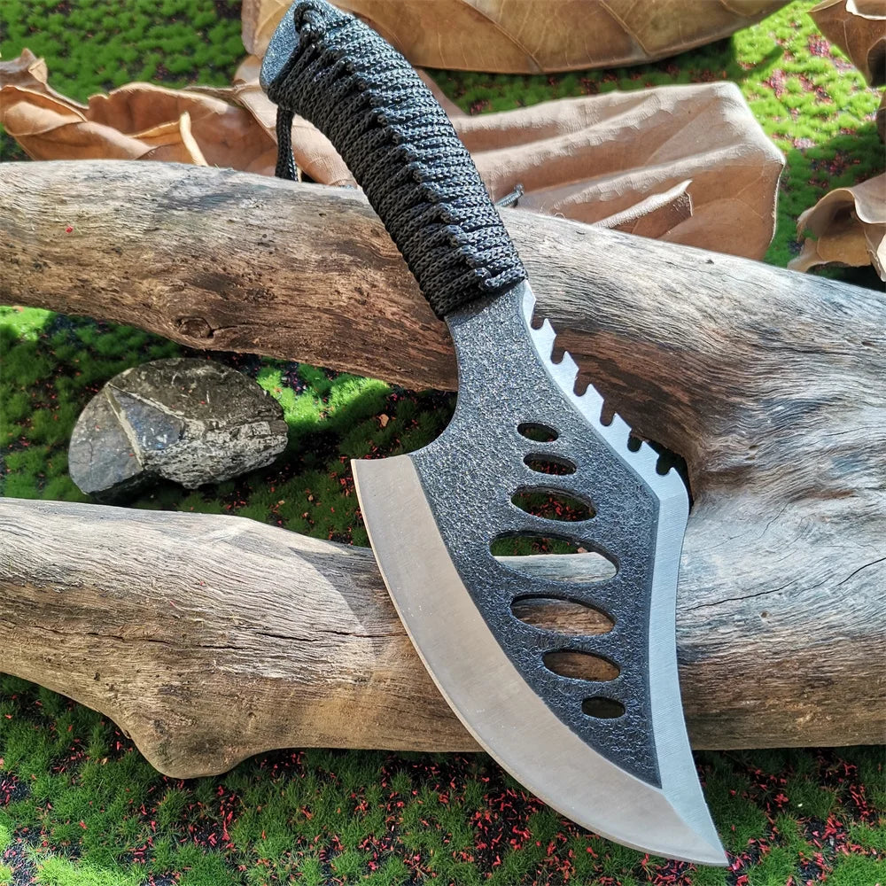 Stainless Steel Survival Hunting Tomahawk Ax - Lightweight Camping Hand Fire Ax with Paracord Handle and Nylon Sheath