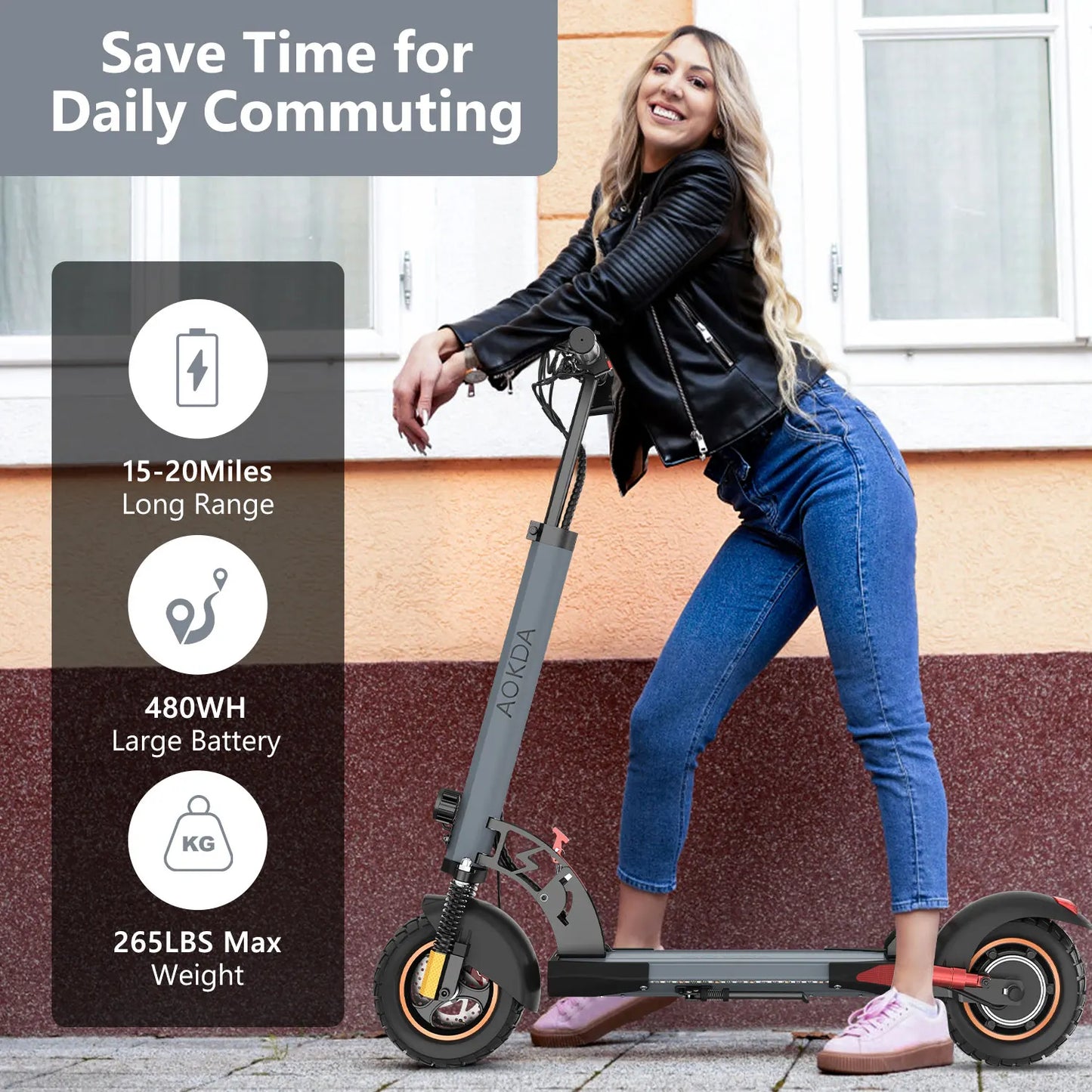 Electric Scooter 800W Motor 25MPH & 20-30KM, 12.5Ah Large Battery, 10" Tire Folding E Scooter Mulitiple Suspension, Dual Braking