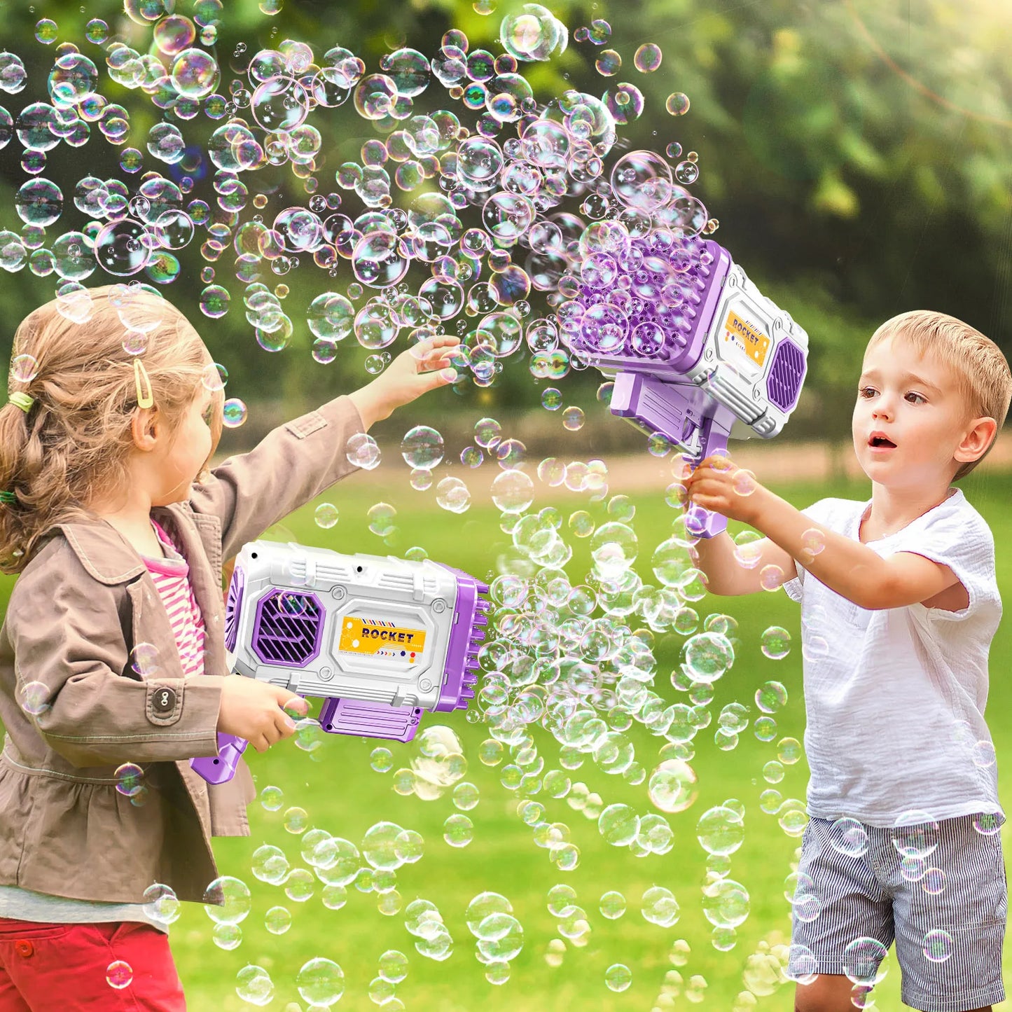 86 Holes Rocket Bubble Gun Toys Kids Electric Launcher Handheld Portable Toys  Automatic Bubble Gun Outdoor Toys Children Gifts