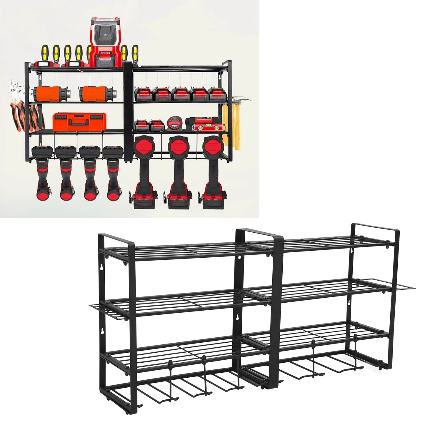 Power Tool Organizer Wall Mount 4 Layer Garage Storage Rack for Drill Screwdriver Garage Tool Organizer Power Tool Storage Rack