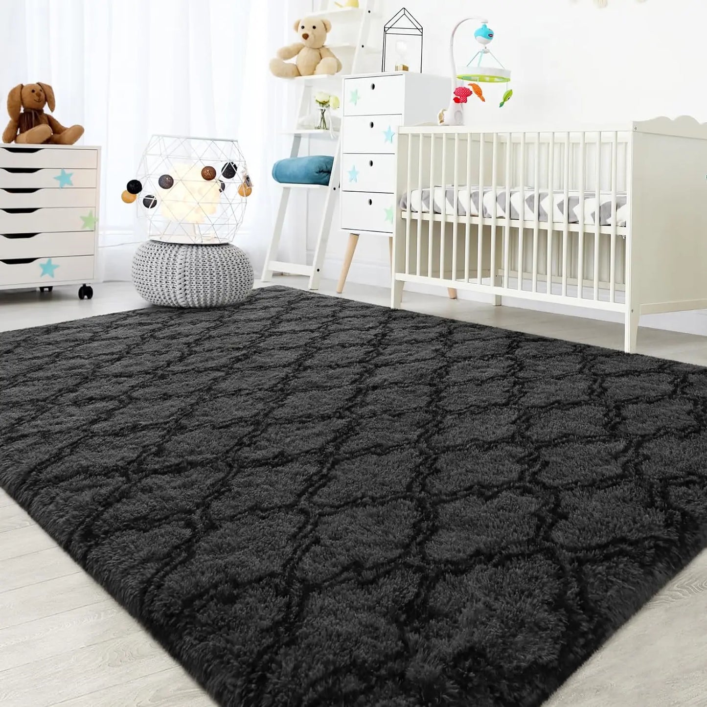Large Shag Area Rugs for Bedroom Super Soft Plush Fluffy Carpets Living Room Rug Non-Slip Indoor Floor Rug for Kids Nursery Girl