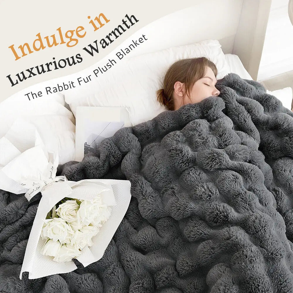 Faux Fur Throw Blanket Luxury Plush Ultra Soft Blanket Fuzzy Home Decor For Sofa