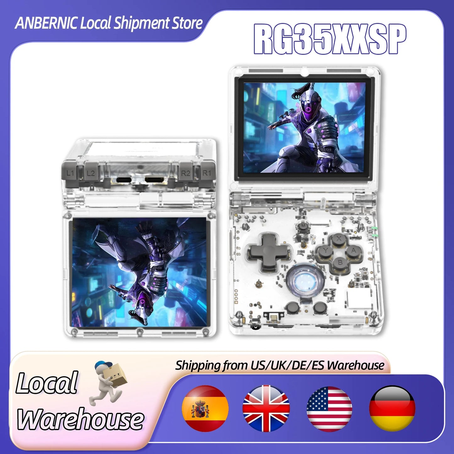 ANBERNIC RG35XXSP Retro Handheld Game Console 3.5-inch IPS Screen 3300mAh Battery Supports HDMI-TV Out and Bluetooth 4.2 5K Game