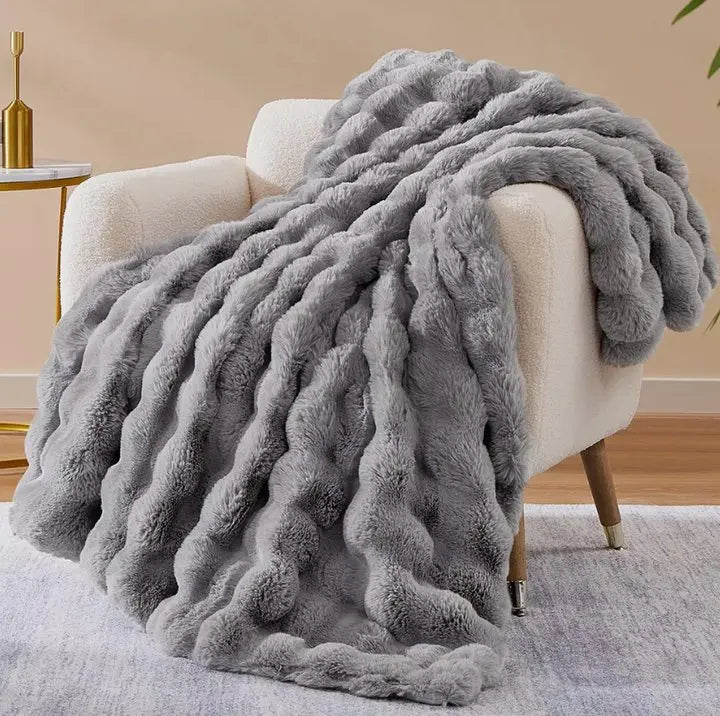 Faux Fur Throw Blanket Luxury Plush Ultra Soft Blanket Fuzzy Home Decor For Sofa