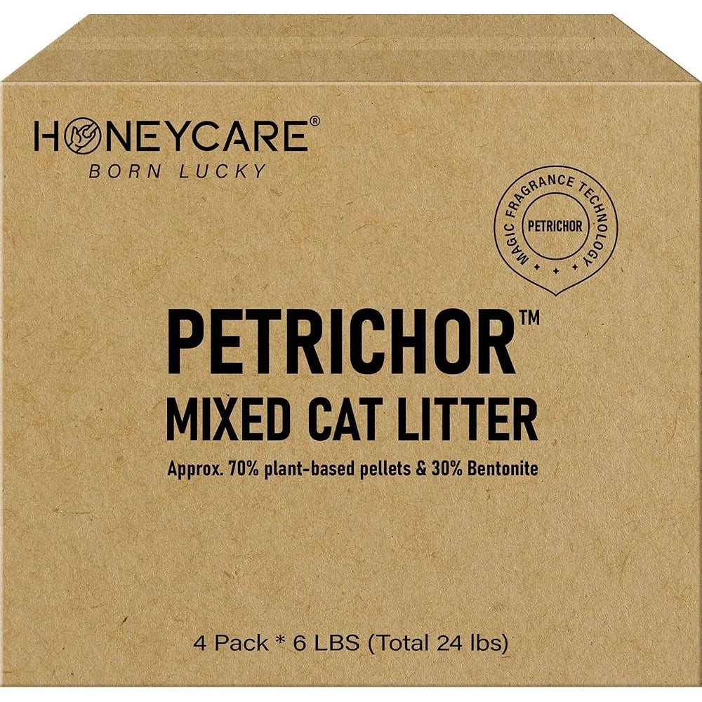 Petrichor Cat Litter Tofu Pellets Quick Clumping Low Dust Odor Control Natural Plant-Based Eco-Friendly 24lbs Vacuum-Sealed