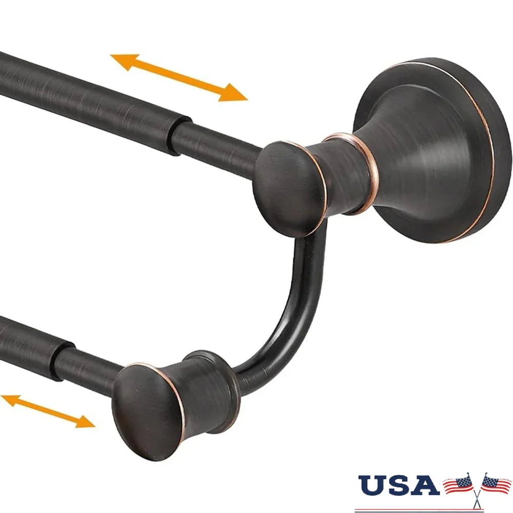 Adjustable Retractable Stainless Steel Bathroom Towel Bar Double Rod High Low Design Easy Install Modern Towel Rack Hotel Bath