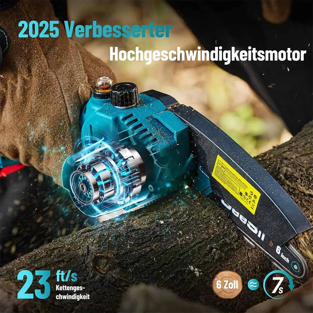 SEESII 6 Inch Cordless Mini Chainsaw 15.2 cm Cutting Depth Electric Saw With 18V Makita Battery Included For Woodworking