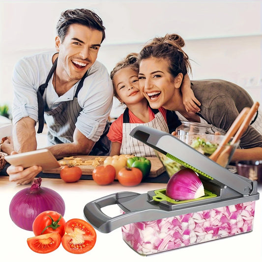 12 In 1 Vegetable Chopper With Container Mandoline Slicer Veggie Dicer