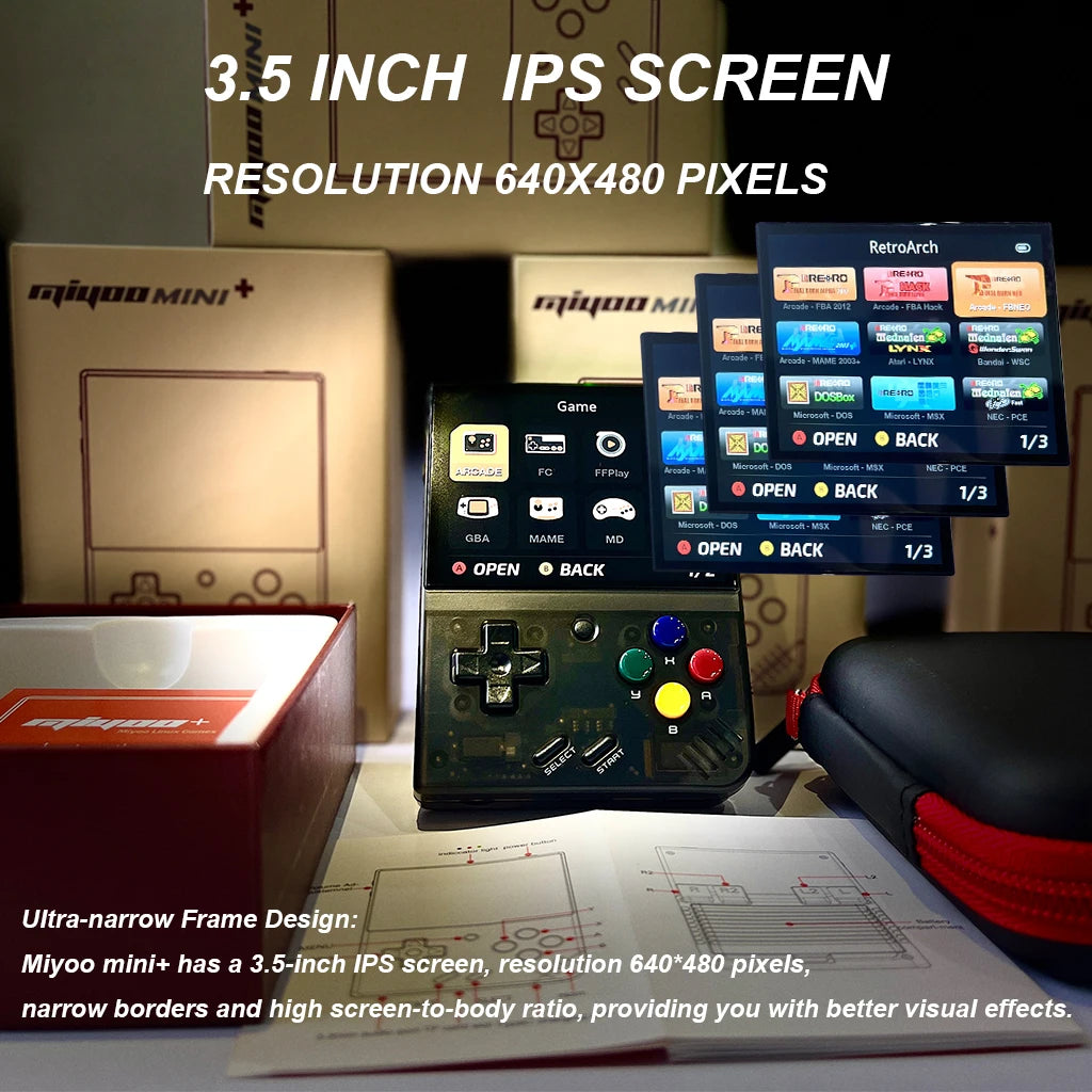 Miyoo Mini Plus Retro Handheld Console, 3.5'' IPS Screen, Linux Open Source Gaming Device