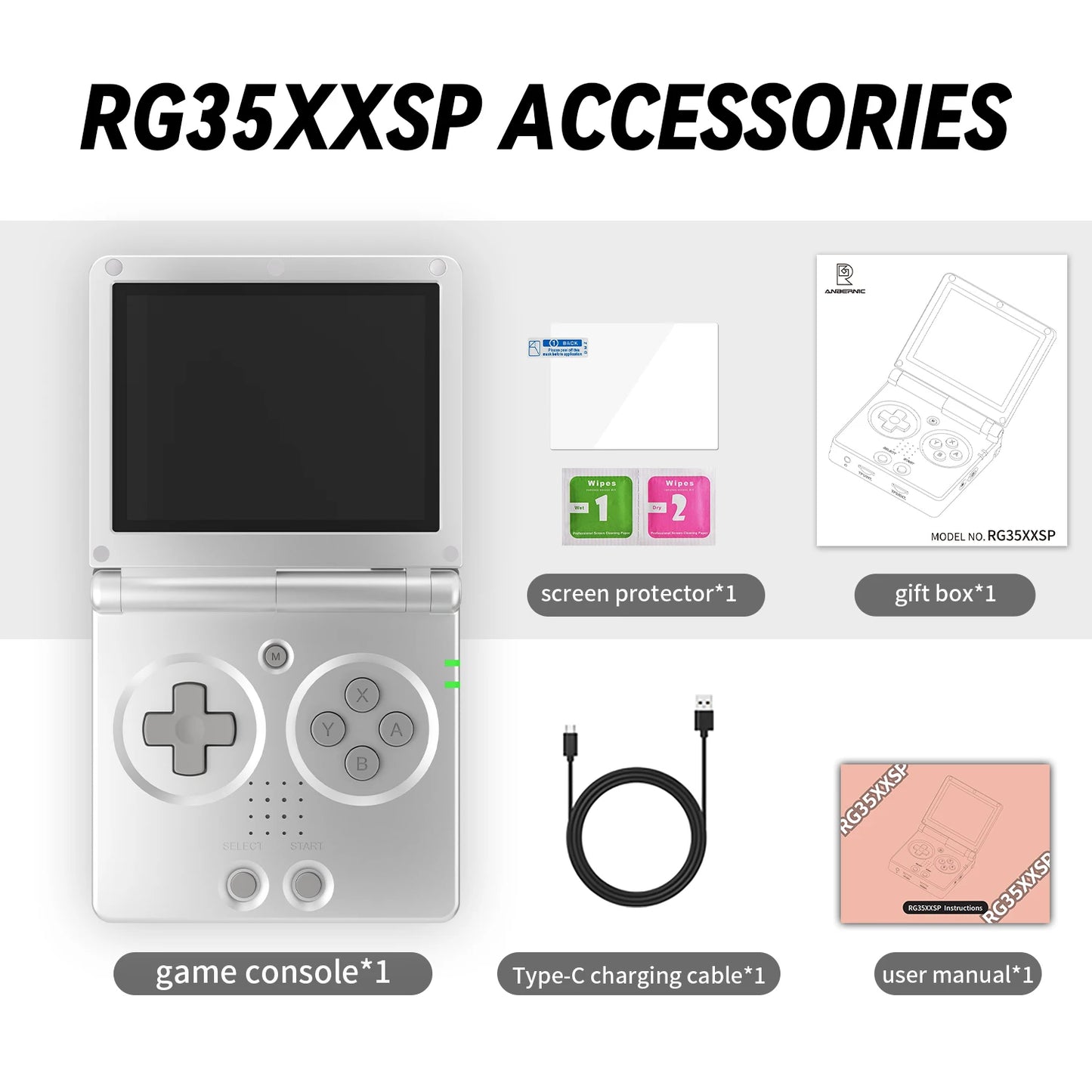 ANBERNIC RG35XXSP Retro Handheld Game Console 3.5-inch IPS Screen 3300mAh Battery Supports HDMI-TV Out and Bluetooth 4.2 5K Game