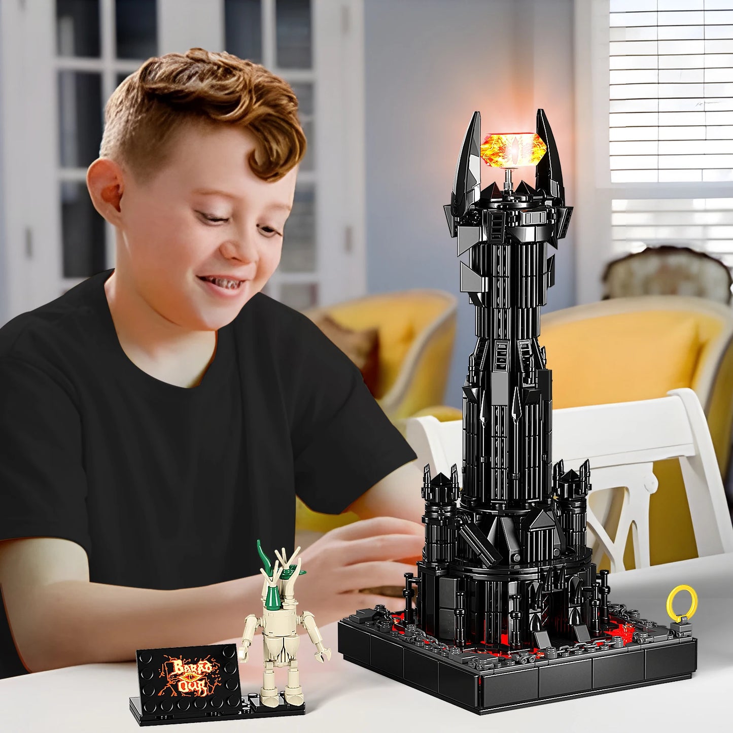 Dark Tower Building Blocks Kit with LED Lords of the Ringing Barade dure Tower Architecture Model Bricks Gifts for Kids Adults