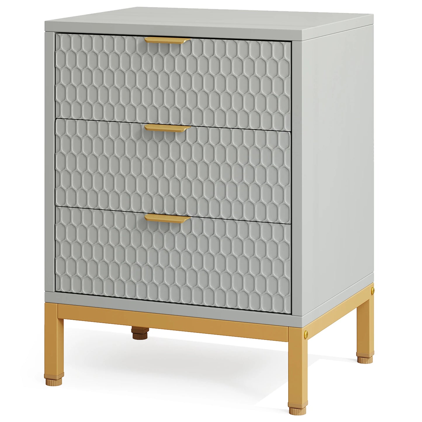 Tribesigns Modern Nightstand, 65.5 cm Tall Bedside Table with 3 Drawers, Contemporary End Side Table with Storage