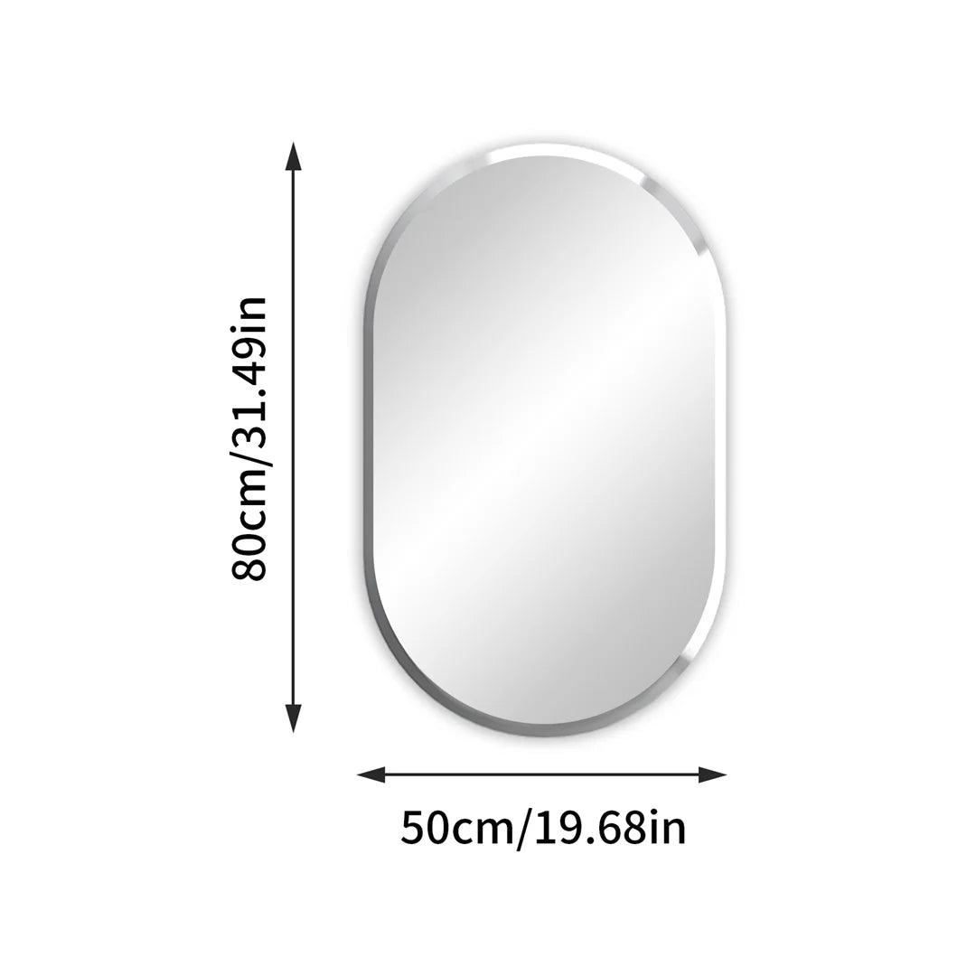 LUVODI Frameless Long Oval Vanity Mirror Beveled Edge Silver Glass Wall Decor