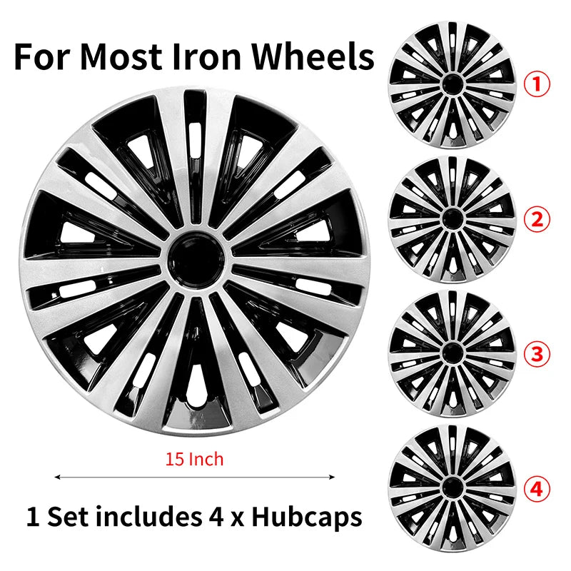 4 hubcaps for Iron Rim,15 Inch Hubcap Replacement Wheel Cap Automobile Full Rim Cover Accessories for Most Car Iron Wheel Cover