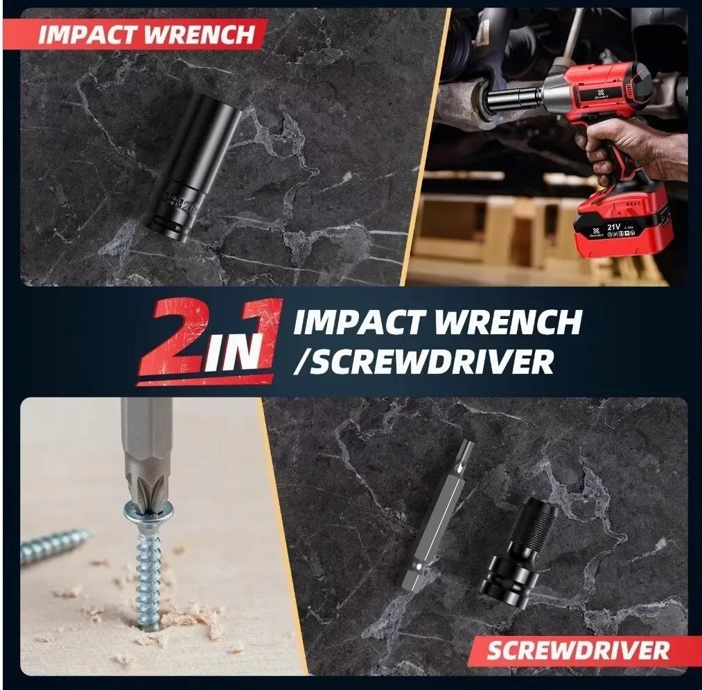 Brushless 1/2" 4.0Ah Heavy Duty Electric Impact Wrench 650N.M Ratchet Nut Gun Cordless For Cay Tyre Wheel Removal Electric Tools