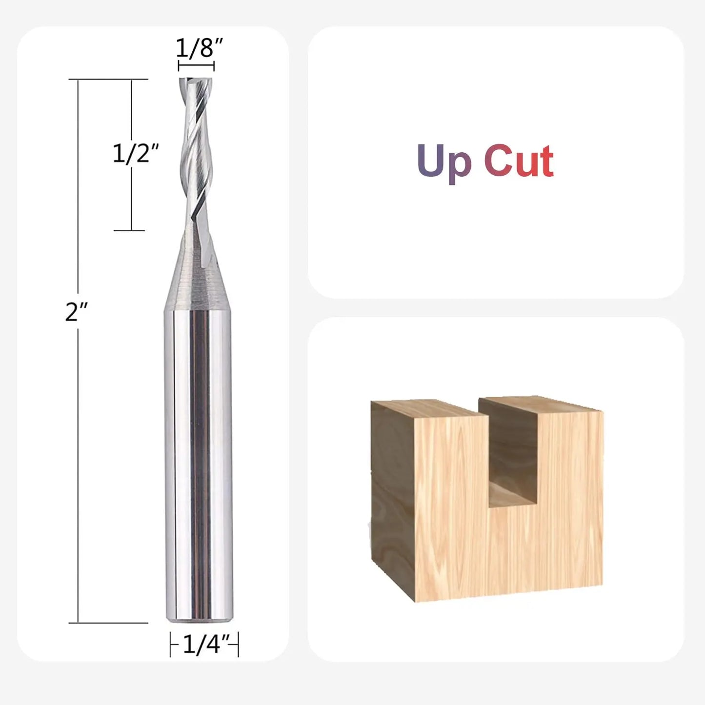 SpeTool 1pc Upcut Spiral CNC Router Bit with 1/4 1/2 Inch Shank HRC55 Solid Carbide CNC End Mill for Wood Engraving Carving Tool