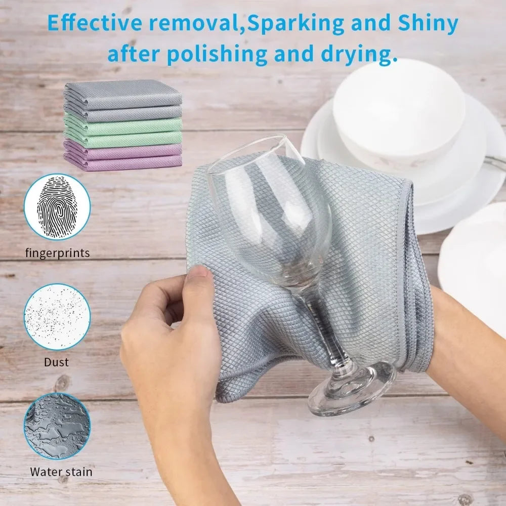 Fish Scale Streak Free Magic Glass Window Car Mirror Microfiber Cleaning Cloth Cleaner Cloths,Lint Free Stainless Steel