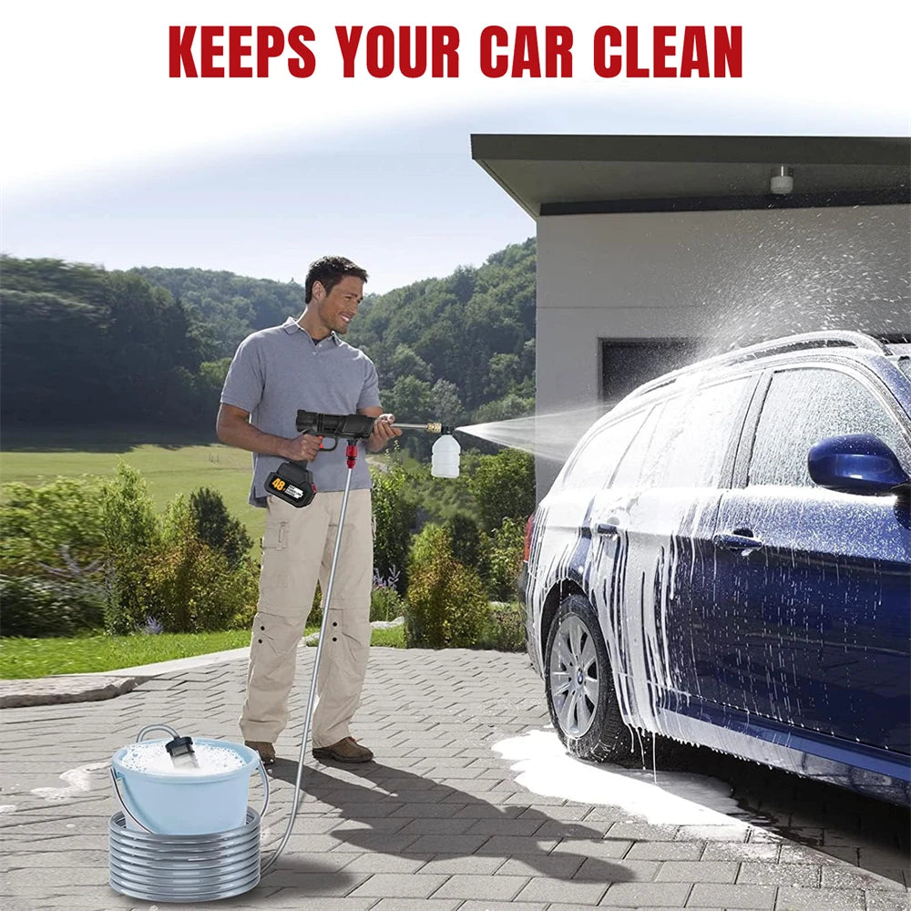 High-voltage Lithium Battery Car Water Gun 30bar Washer Portable Rechargeable 48v 300W motor Battery Spray Cleaning Machine