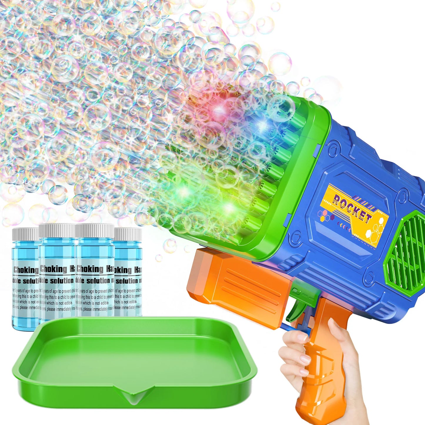 86 Holes Rocket Bubble Gun Toys Kids Electric Launcher Handheld Portable Toys  Automatic Bubble Gun Outdoor Toys Children Gifts