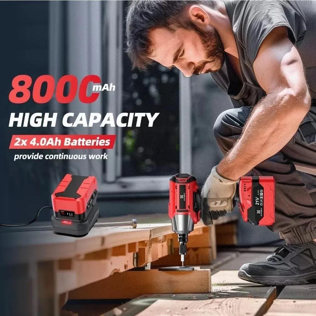 Brushless 1/2" 4.0Ah Heavy Duty Electric Impact Wrench 650N.M Ratchet Nut Gun Cordless For Cay Tyre Wheel Removal Electric Tools