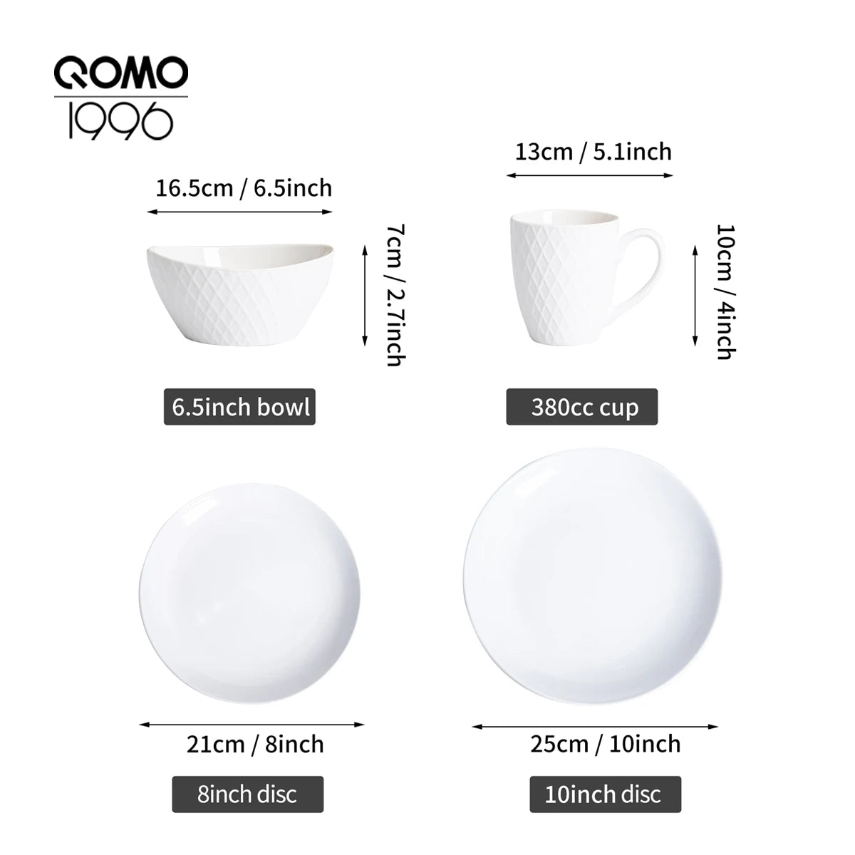 16 Piece Ceramic Dinner Tableware Set，Service for 4,Simple Style