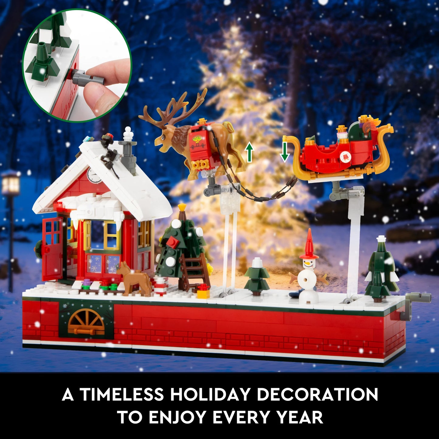 EDUCIRO Christmas Building Sets, Santa Claus and Reindeer Christmas Décor Building Kit, Features a Christmas Tree Toy Gift Idea
