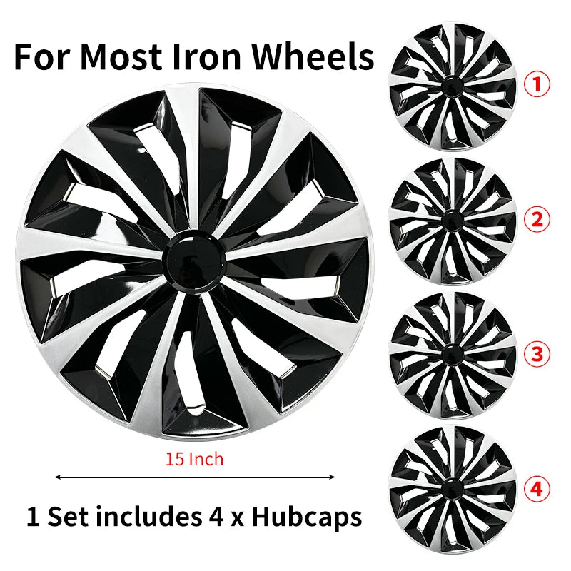 4 hubcaps for Iron Rim,15 Inch Hubcap Replacement Wheel Cap Automobile Full Rim Cover Accessories for Most Car Iron Wheel Cover