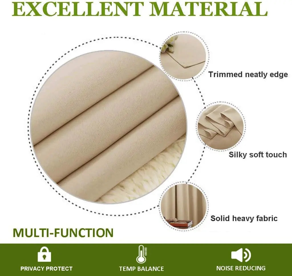 2PCS Room Divider BlackOut Curtain for Living Room, Noise Reduction Curtain with Anti-Rust Grommet Top Blackout Curtain