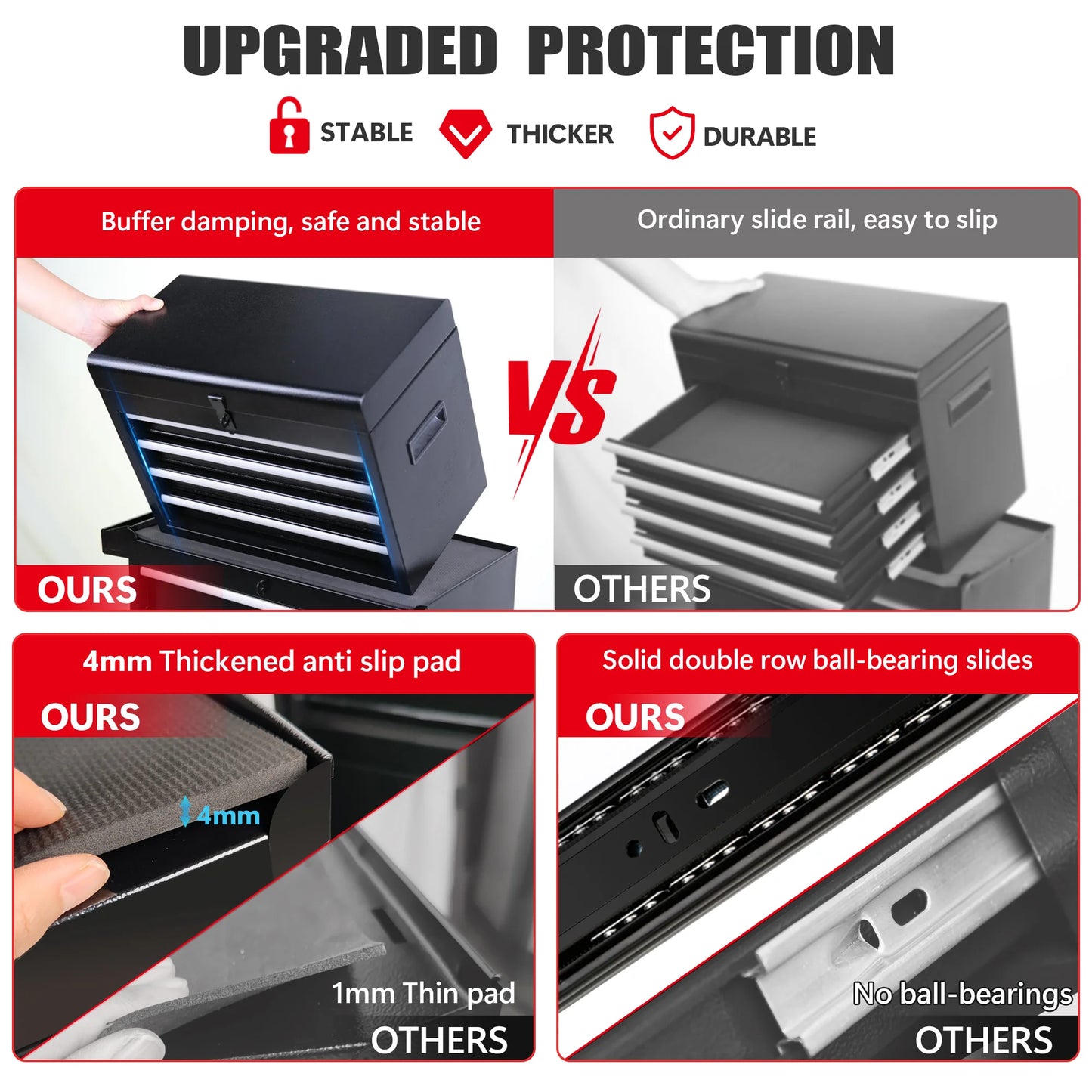 Rolling Garage Workshop Organizer Detachable 5 Drawer Tool Chest With Large Storage Cabinet And Adjustable Shelf