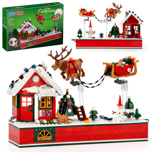 EDUCIRO Christmas Building Sets, Santa Claus and Reindeer Christmas Décor Building Kit, Features a Christmas Tree Toy Gift Idea